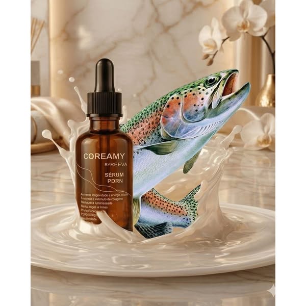 Frasco do sérum Coreamy PDRN com salmão